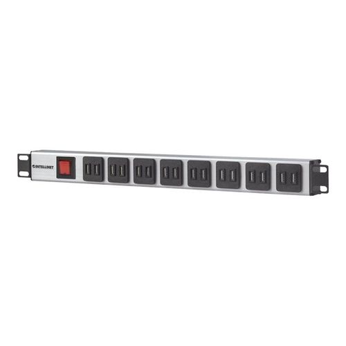 Intellinet Unité de Distribution d'Alimentation USB-A à 16 Ports en Rack (CEE 7/7), Avec interrupteur de protection contre les surcharges, 2,1 A max. par port, cordon d'alimentation de 2 m -...