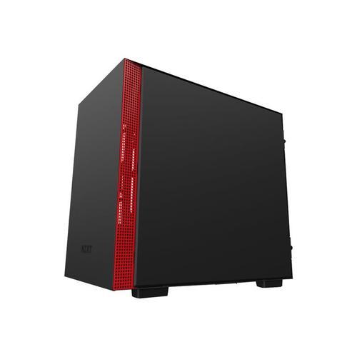 NZXT H series H210 - Tour - mini ITX - panneau latéral fenêtré (verre trempé) - pas d'alimentation - rouge, noir mat - USB/Audio