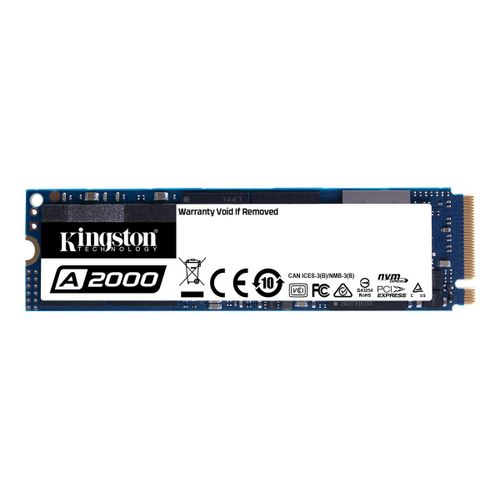 Kingston A2000 - SSD - chiffré - 500 Go - interne - M.2 2280 - PCIe 3.0 x4 (NVMe) - AES 256 bits - pour Intel Next Unit of Computing 11 Essential Kit - NUC11ATKPE