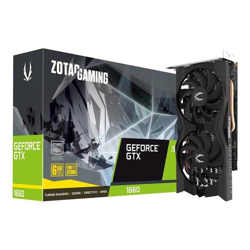 ZOTAC GAMING GeForce GTX 1660 Twin Fan - Carte graphique - GF GTX 1660 - 6 Go GDDR5 - PCIe 3.0 x16 - HDMI, 3 x DisplayPort