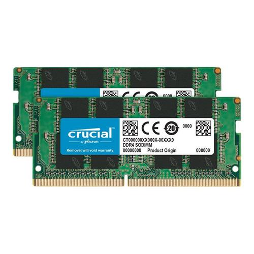 Crucial - DDR4 - kit - 64 Go: 2 x 32 Go - SO DIMM 260 broches - 3200 MHz / PC4-25600 - CL22 - 1.2 V - mémoire sans tampon - non ECC