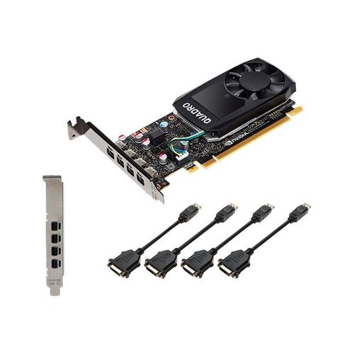 NVIDIA Quadro P1000 DVI - Carte graphique - Quadro P1000 - 4 Go GDDR5 - PCIe 3.0 x16 profil bas - 4 x Mini DisplayPort - Pour la vente au détail