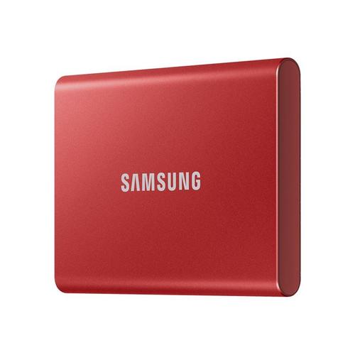 Samsung T7 MU-PC500R - SSD - chiffré - 500 Go - externe (portable) - USB 3.2 Gen 2 (USB-C connecteur) - AES 256 bits - rouge métallique