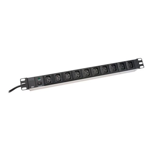 DIGITUS DN-95404 - Coupe-circuit - CA 250 V - entrée : IEC 60320 C14 - connecteurs de sortie : 10 (power IEC 60320 C13) - 19" - 2 m cordon