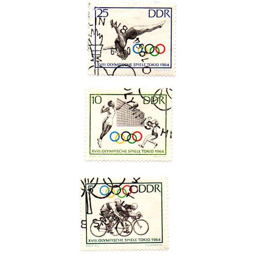 3 Timbres Ddr Xvii Olympiche Spiele Tokyo 1964
