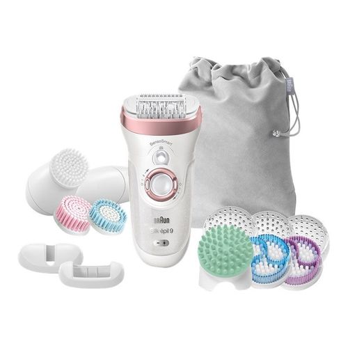 Braun Silk-Épil 9 Skinspa Sensosmart 9/970 - Épilateur - Sans Fil - Blanc/Rose Or - Avec Brosse Nettoyante Pour Le Visage