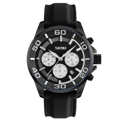 Montre-Bracelet À Quartz En Silicone Pour Homme - Montre-Bracelet Chrono Étanche 30m Noir