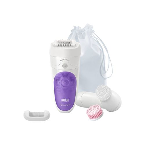 Braun Silk-Épil 5 Sensosmart 5/870 - Épilateur - Sans Fil - Blanc / Violet - Avec Brosse Nettoyante Pour Le Visage