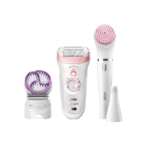 Braun Silk-Épil 9 Sensosmart 9/975 Beauty Set - Épilateur - Sans Fil - Blanc/Rose - Avec Brosse Nettoyante Pour Le Visage