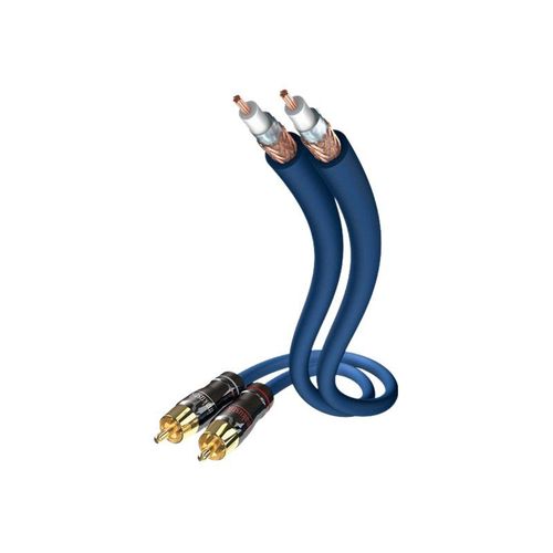 in-akustik Premium Audio - Câble audio - RCA x 2 mâle pour RCA x 2 mâle - 1.5 m - double blindage - bleu, argent
