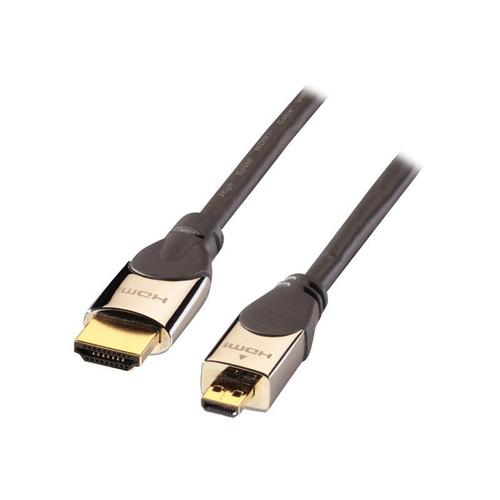Lindy CROMO High-Speed-HDMI-Kabel mit Ethernet - Câble HDMI avec Ethernet - 19 pin micro HDMI Type D mâle pour HDMI mâle - 1 m - blindé