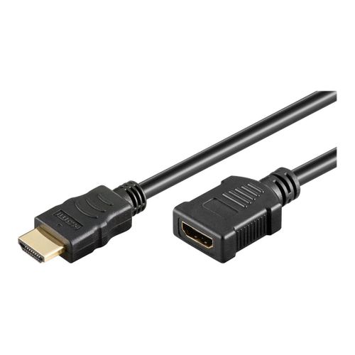 goobay - Câble d'extension HDMI avec Ethernet - HDMI mâle pour HDMI femelle - 2 m - noir - rond, support 4K