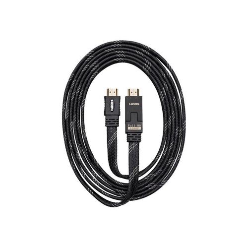 Bigben Interactive - Câble HDMI avec Ethernet - HDMI mâle pour HDMI mâle - 3 m - double blindage - noir - connecteur de rotation à 180 degrés, plat, support 4K