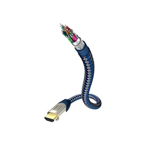 in-akustik Premium High Speed HDMI Cable With Ethernet - Câble HDMI avec Ethernet - HDMI mâle pour HDMI mâle - 2 m - triple blindage - bleu, argent - support 4K