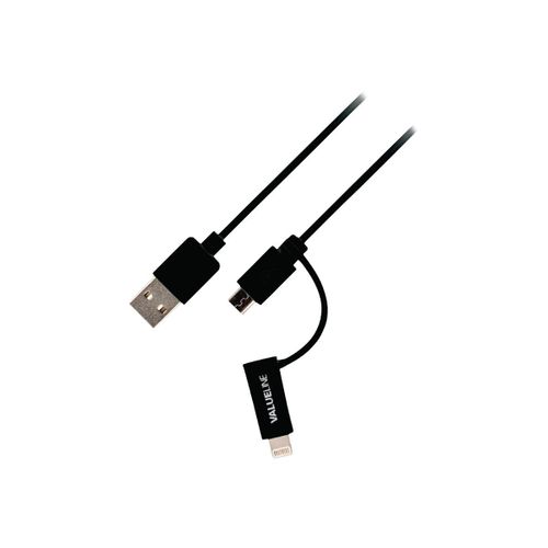 Valueline - Câble de chargement / de données - USB mâle pour Micro-USB de type B, Lightning mâle - 1 m - noir