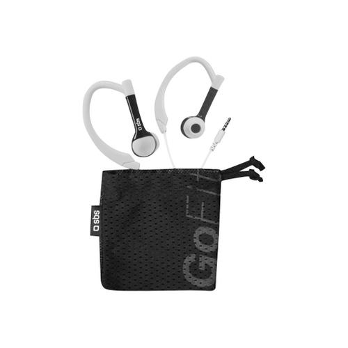 SBS Runway - Sport - écouteurs avec micro - intra-auriculaire - montage sur l'oreille - filaire - jack 3,5mm - noir, blanc