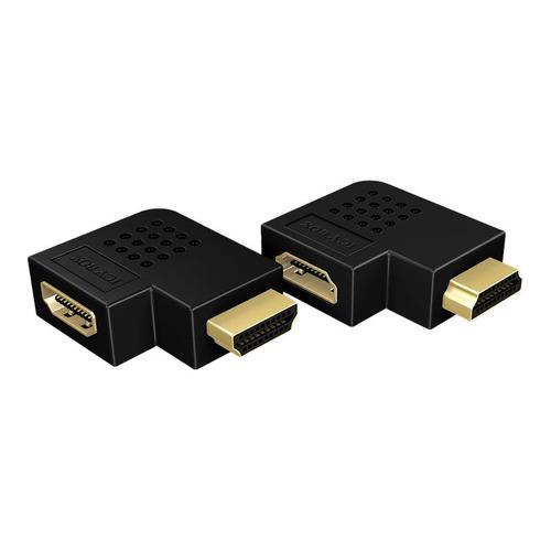 ICY BOX IB-CB009-2 - Adaptateur HDMI - HDMI mâle pour HDMI femelle - 1.1 m - noir - connecteur à 270°, connecteur à 90°, support 4K (pack de 2)