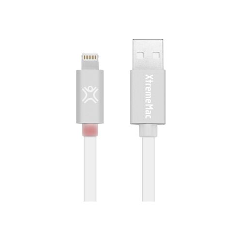 XtremeMac - Câble Lightning - Lightning mâle - 1.2 m - argent blanc - plat