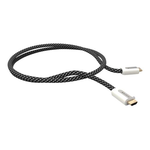 NorStone JURA - Câble HDMI - 0.2 mm² - HDMI mâle pour HDMI mâle - 80 cm - triple blindage - noir, blanc - support 4K