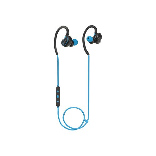 KeyOuest SPORT - Écouteurs avec micro - intra-auriculaire - montage sur l'oreille - Bluetooth - sans fil - bleu