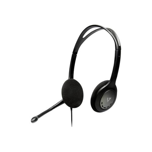 V7 HA202-2EP - Micro-casque - sur-oreille - filaire - jack 3,5mm - noir