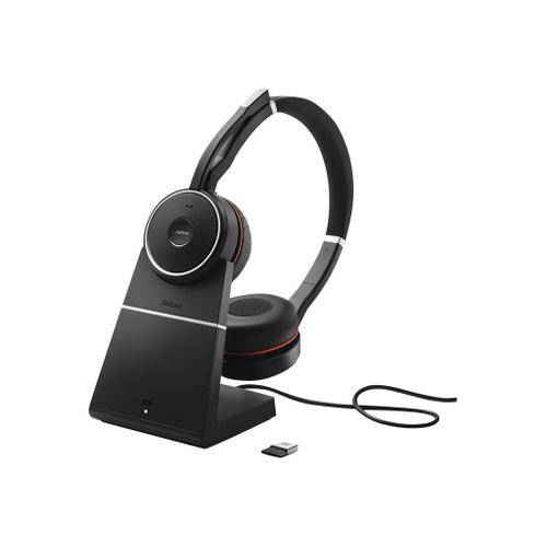 Jabra Evolve 75+ UC Stereo - Micro-casque - sur-oreille - Bluetooth - sans fil - Suppresseur de bruit actif - USB