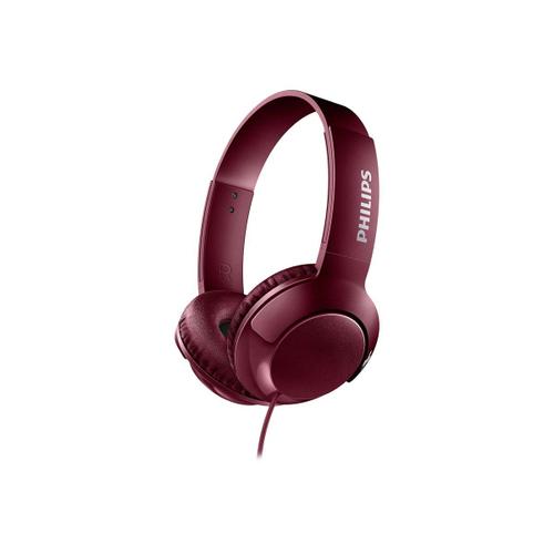 Philips BASS+ SHL3070RD - Écouteurs - sur-oreille - filaire - jack 3,5mm - rouge
