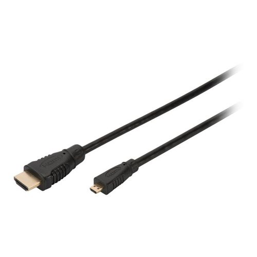 DIGITUS - Câble HDMI avec Ethernet - HDMI mâle pour 19 pin micro HDMI Type D mâle - 2 m - triple blindage - noir - moulé