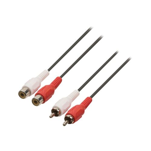 Valueline - Rallonge de câble audio - RCA x 2 mâle pour RCA x 2 femelle - 2 m - noir