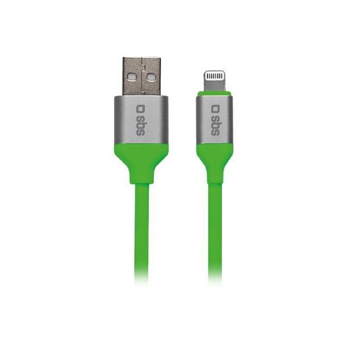 SBS TECABLELIGFLUOG - Câble Lightning - Lightning mâle pour USB mâle - 1.5 m - vert fluorescent