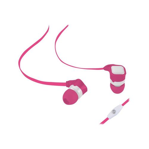 WE - Écouteurs avec micro - intra-auriculaire - filaire - jack 3,5mm - blanc, fuchsia