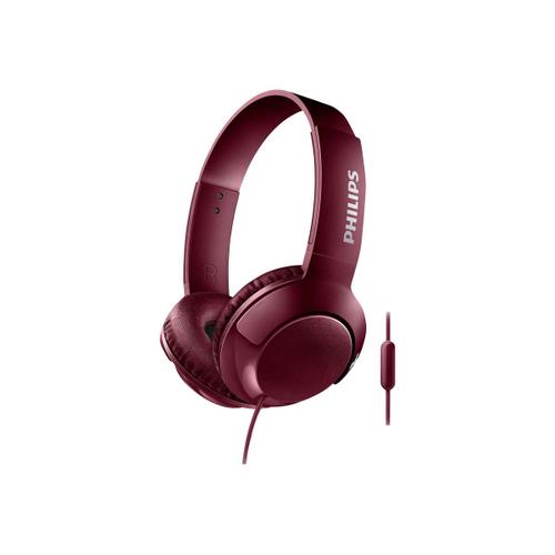 Philips BASS+ SHL3075RD - Écouteurs avec micro - sur-oreille - filaire - jack 3,5mm - rouge