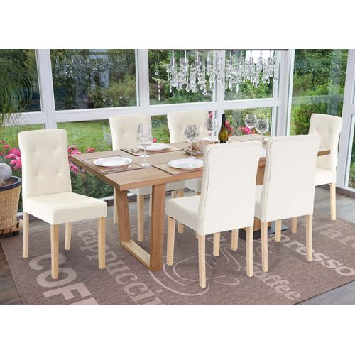 6x Chaise De Salle À Manger Hwc-E58, Fauteuil   Similicuir Crème, Pieds Clairs