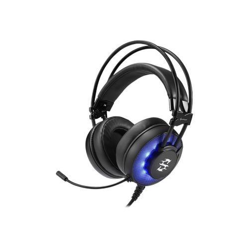 Sharkoon SKILLER SGH2 - Micro-casque - circum-aural - filaire - USB - bleu illuminé, tout noir