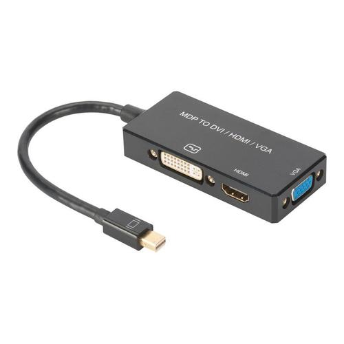 ASSMANN - Adaptateur vidéo - Mini DisplayPort mâle pour 15 pin D-Sub (DB-15), HDMI, DVI-D femelle - 20 cm - triple blindage - noir - moulé, support 4K