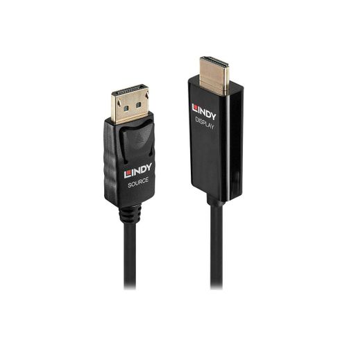 Lindy - Câble adaptateur - DisplayPort mâle pour HDMI mâle - 50 cm - blindé - noir - rond, support 4K, actif
