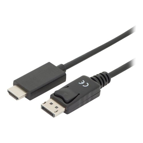 ASSMANN - Câble adaptateur - DisplayPort mâle verrouillage pour HDMI mâle - 2 m - triple blindage - noir - moulé, support 4K, bouton-pression