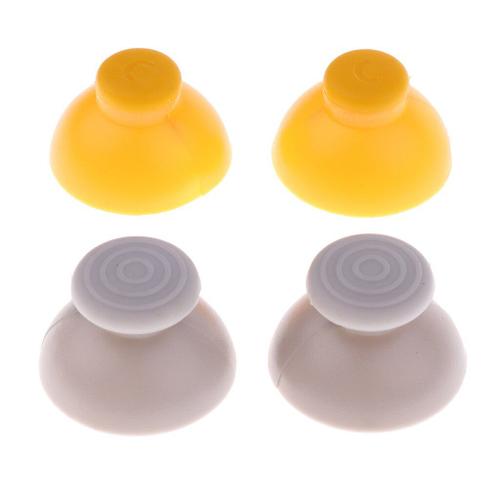 2 Paires De Capuchons De Manette De Rechange 2 Gris + 2 Jaune Bâton De Manette Analogique Pour Nintendo Gamecube Ngc Contrôleur Capuchon De Vignettes