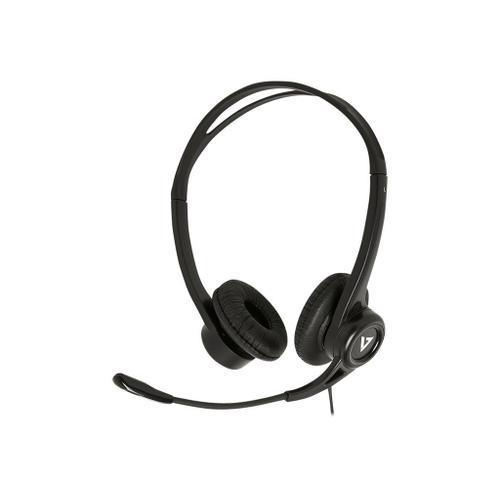 V7 HU311-2NP - Micro-casque - sur-oreille - filaire - USB - noir