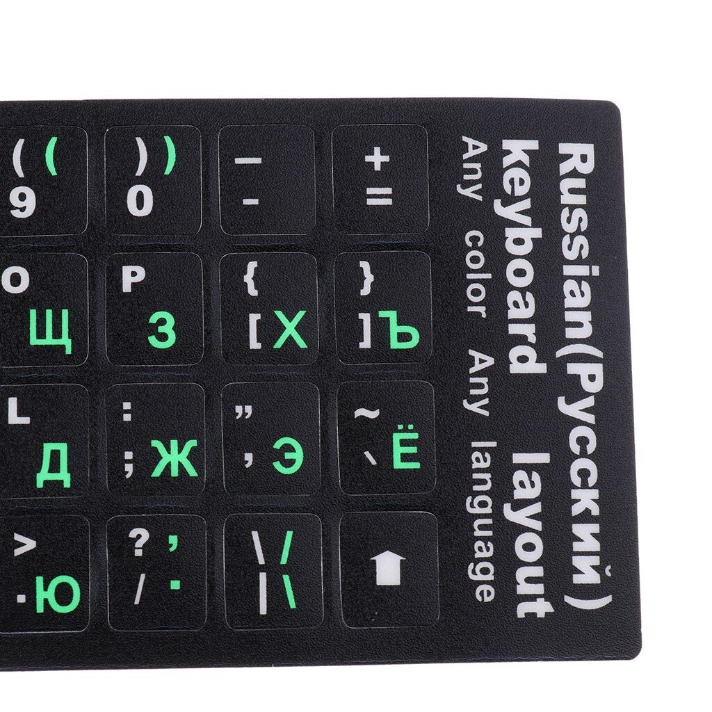 Autocollants de clavier russe lettres vertes clavier couvert...