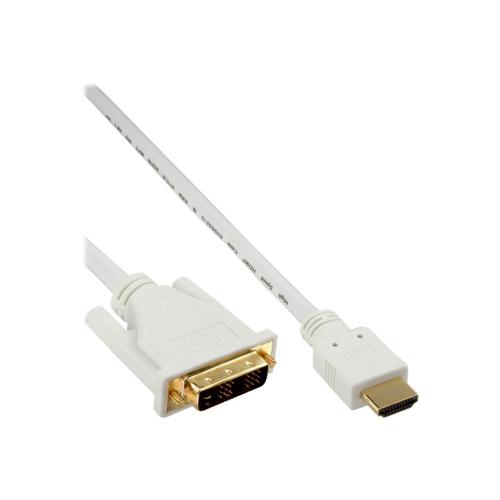 InLine - Câble adaptateur - DVI-D mâle pour HDMI mâle - 1.5 m - blindé - blanc - vis moletées