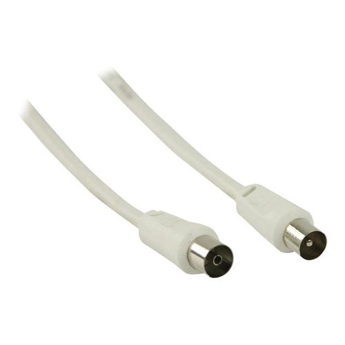 Nedis - Câble d'antenne - connecteur IEC mâle pour connecteur IEC femelle - 10 m - câble coaxial à double blindage - 90 dB - blanc - rond