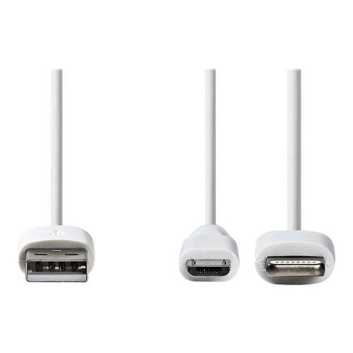 Nedis - Câble Lightning - USB mâle pour Micro-USB de type B, Lightning mâle - 1 m - blanc - rond
