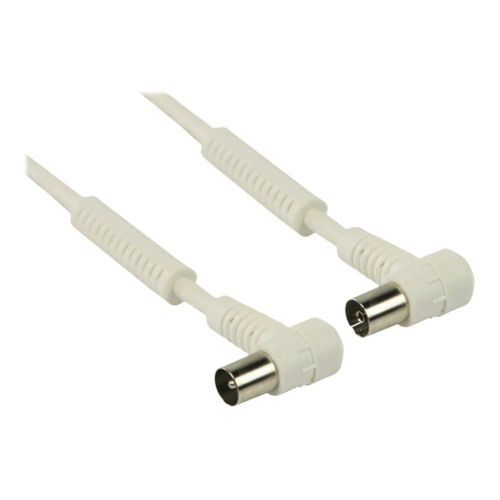 Nedis - Câble d'antenne - connecteur IEC mâle incliné pour connecteur IEC femelle incliné - 1.5 m - coaxial blindé à quartes - 120 dB - blanc - rond
