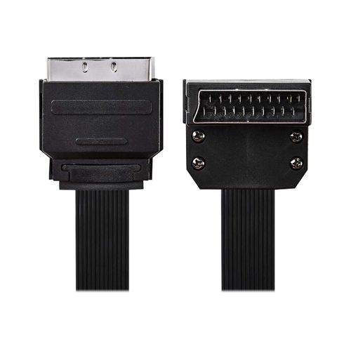Nedis - Câble vidéo - SCART mâle incliné pour SCART mâle droit - 2 m - noir - plat