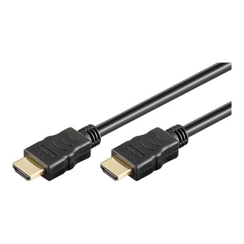 goobay - Câble HDMI avec Ethernet - HDMI mâle pour HDMI mâle - 1 m - double blindage - noir - rond, support 4K
