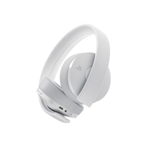 Sony Gold - Écouteurs avec micro - circum-aural - infrarouge - sans fil - jack 3,5mm - blanc - pour Sony PlayStation 4, Sony PlayStation 4 Pro, Sony PlayStation 4 Slim