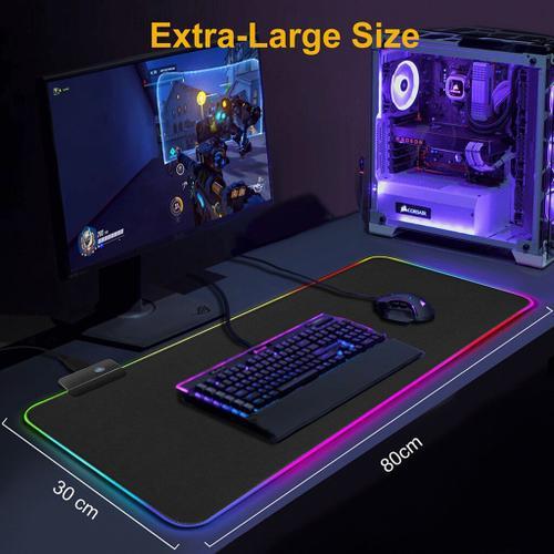 tapis de souris de jeu rvb grand tapis de souris Gamer Led ordinateur tapis de souris grand tapis de souris avec rétro-éclairage tapis pour clavier tapis de bureau