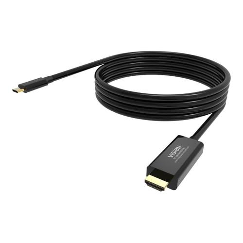 VISION Professional - Câble vidéo - 24 pin USB-C mâle pour HDMI mâle - 2 m - noir - support 4K