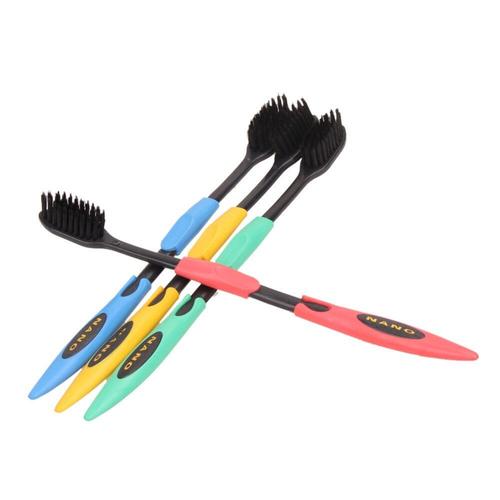 Pas Cher Chaud 4 Pièces Double Ultra Doux Brosse À Dents Bambou Charbon Nano Brosse Dents Nettoyage Hygiène Buccale Dentaire Tête Noire Ou Jaune